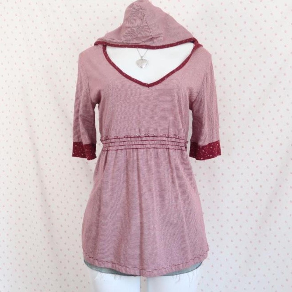 y2k babydoll pink hooded tee — OP